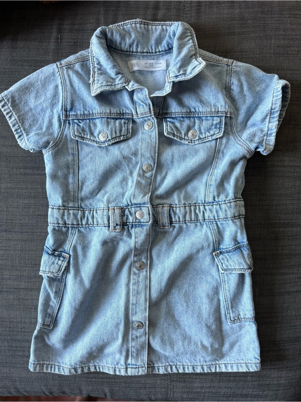 Zara Light Blue Denim Shirt Dress Jacket for Kids